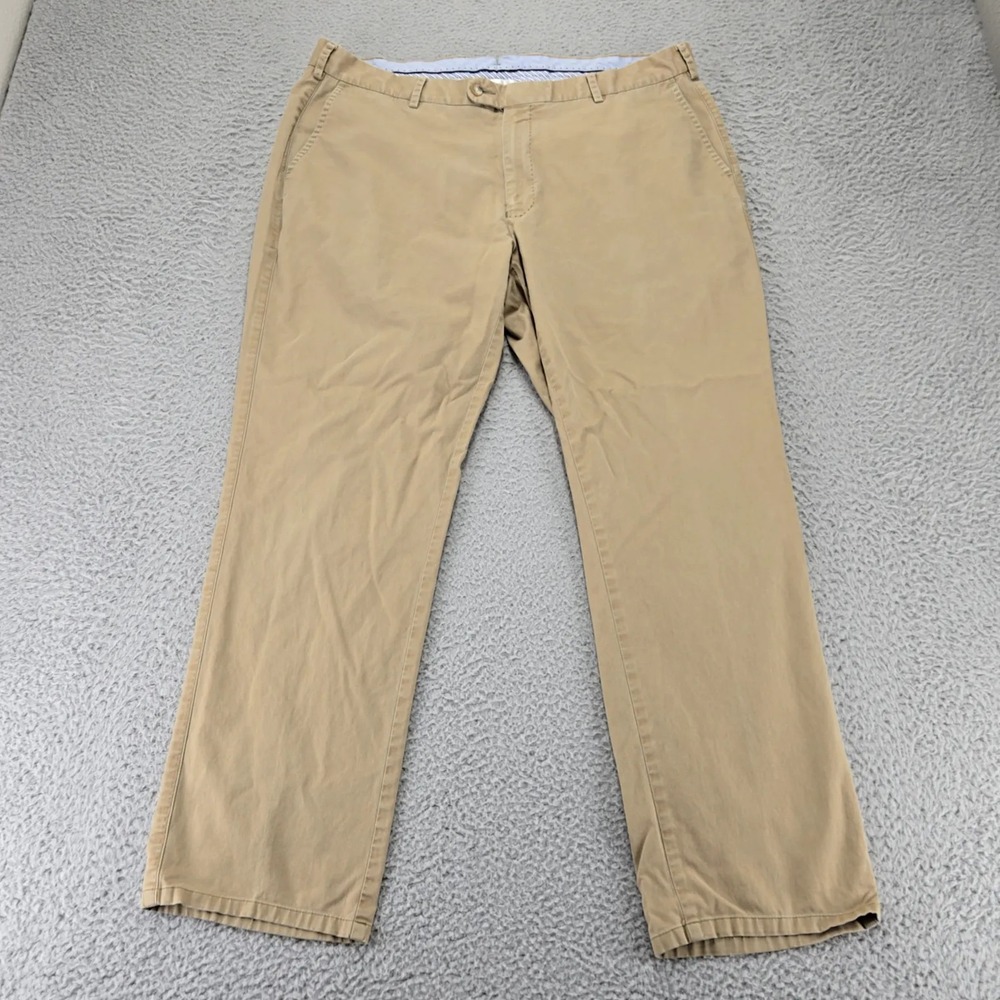 Peter Millar Pants Mens 38 Tan Chino Flat Front Pima Cotton Golf Mid Rise